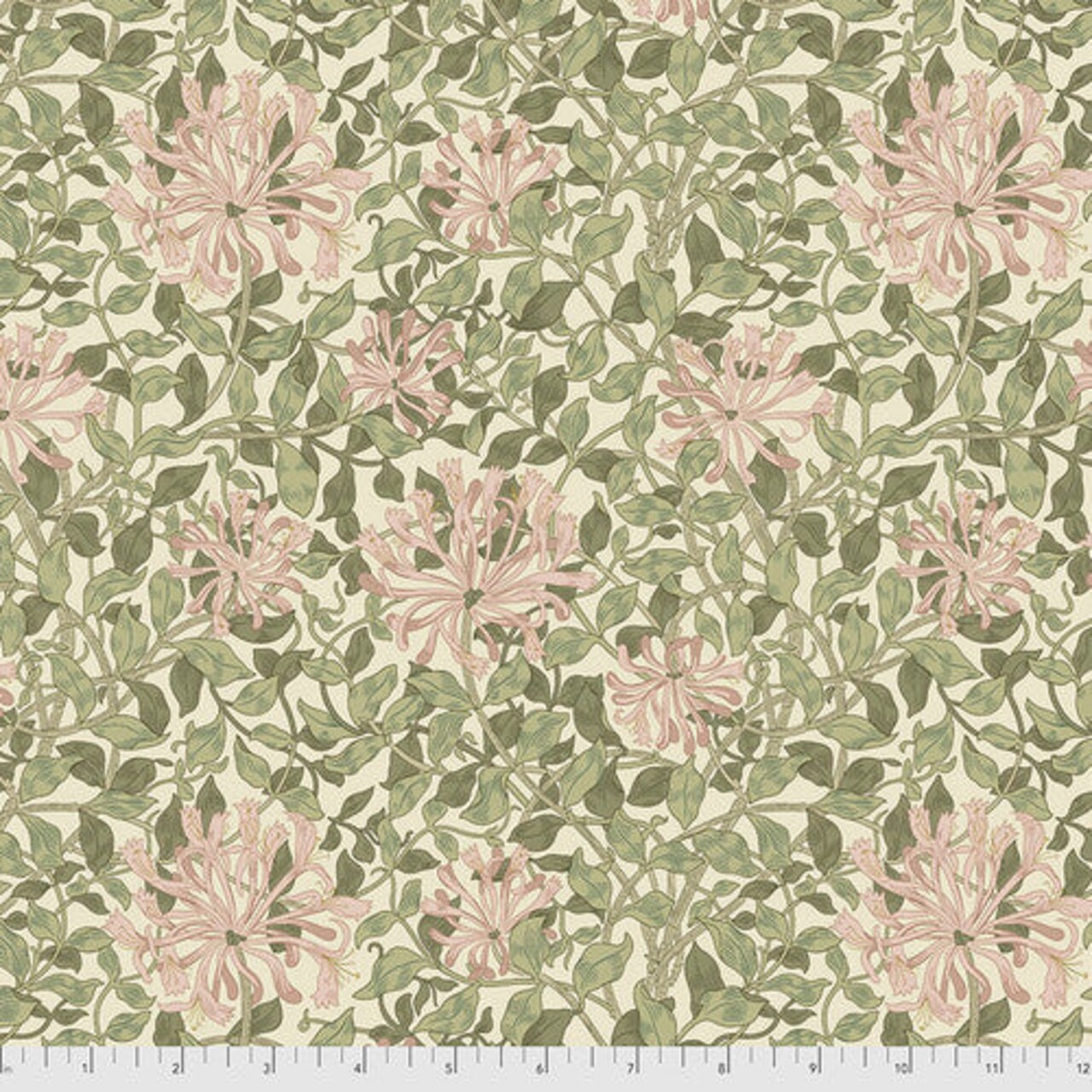 Fabric FreeSpirit Morris & Co. Green Honeysuckle by the Quarter Yard PWWM057.GREEN